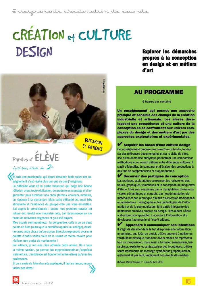 Liste Lycée Option Création Et Culture Design